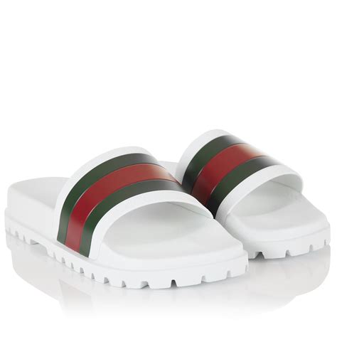 gucci trek slides white|gucci men's sliders.